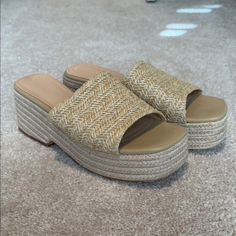 Women's Tan Woven Platform Sandals